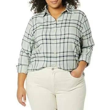Women's Classic-Fit Lightweight Plaid Flannel Shirt