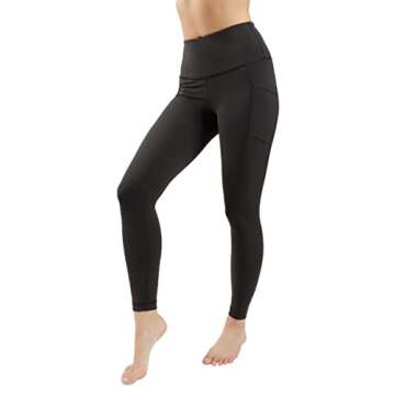 90 Degree By Reflex High Waist Tummy Control Interlink Squat Proof Ankle Length Leggings - Black - Large