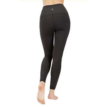 90 Degree By Reflex High Waist Tummy Control Interlink Squat Proof Ankle Length Leggings - Black - Large
