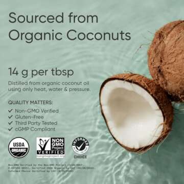 Sports Research Organic MCT Oil - Keto & Vegan MCTs C8, C10, C12 from Coconuts - Fatty Acid Brain & ...