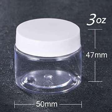 12 Pack Small Plastic Containers with Lids Clear Plastic Favor Storage Jars Wide Mouth for Beauty Products (3 Ounce, White)