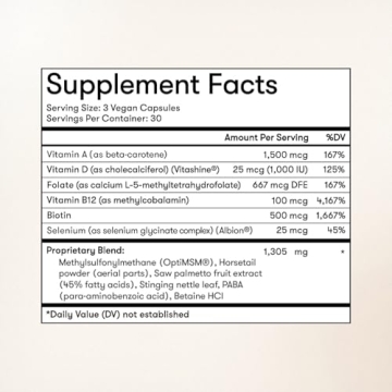 WELLBEL Women Clean Supplement for Hair, Skin, and Nails, Vegan, Gluten Free and Non GMO 90 Count