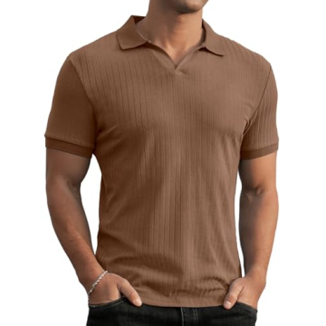 Stylish Askdeer Men's V Neck Muscle Polo Shirt