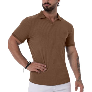 Stylish Askdeer Men's V Neck Muscle Polo Shirt