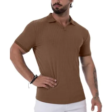 Stylish Askdeer Men's V Neck Muscle Polo Shirt