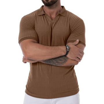 Stylish Askdeer Men's V Neck Muscle Polo Shirt