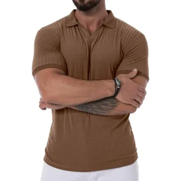 Stylish Askdeer Men's V Neck Muscle Polo Shirt
