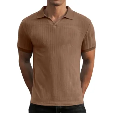 Stylish Askdeer Men's V Neck Muscle Polo Shirt