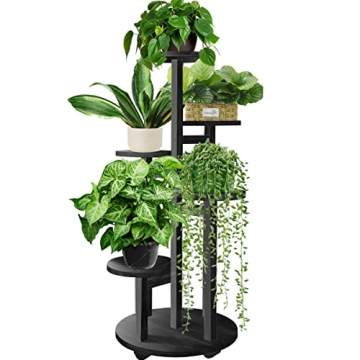 GEEBOBO 5 Tiered Tall Plant Stand for Indoor, Wood Plant Shelf Corner Display Rack, Multi-tier Plant...
