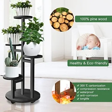 GEEBOBO 5 Tiered Tall Plant Stand for Indoor Gardening