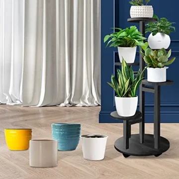 GEEBOBO 5 Tiered Tall Plant Stand for Indoor Gardening