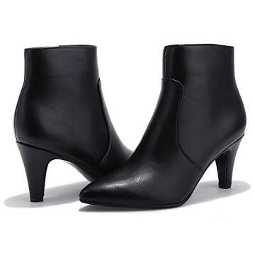 IDIFU Women's High Heel Ankle Bootie Pointed Toe Stiletto Short Boot with Side Zipper(7.5, Black Pu)