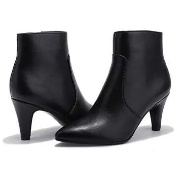 IDIFU Women's High Heel Ankle Bootie Pointed Toe Stiletto Short Boot with Side Zipper(7.5, Black Pu)