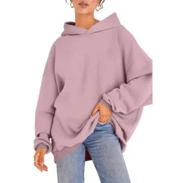 EFAN Womens Oversized Hoodies Sweatshirts Fleece Hooded Pullover Tops Sweaters Casual Comfy Fall Fashion Outfits Clothes 2025 DarkPink M
