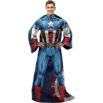 Captain America Comfy Throw Blanket with Sleeves