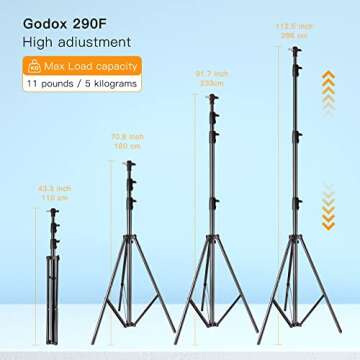 Godox Heavy Duty Aluminum Photography Light Tripod Stand for Studio Photography Lighting, Background...