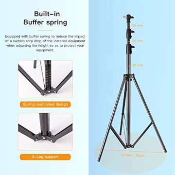 Godox Heavy Duty Aluminum Photography Light Tripod Stand for Studio Photography Lighting, Backgrounds, Monolights, Strobe Flash - 286CM, 112 Inches