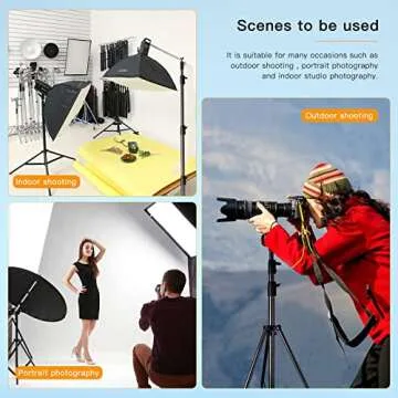 Godox Heavy Duty Aluminum Photography Light Tripod Stand for Studio Photography Lighting, Backgrounds, Monolights, Strobe Flash - 286CM, 112 Inches