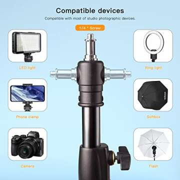 Godox Heavy Duty Aluminum Photography Light Tripod Stand for Studio Photography Lighting, Backgrounds, Monolights, Strobe Flash - 286CM, 112 Inches