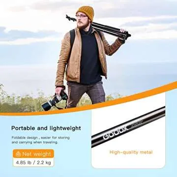 Godox Heavy Duty Aluminum Photography Light Tripod Stand for Studio Photography Lighting, Backgrounds, Monolights, Strobe Flash - 286CM, 112 Inches