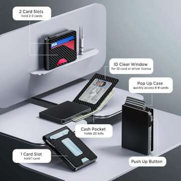 Vbcaxa Wallet for Men - Slim Leather Mens Wallet with Cash Slot, Pop-up Card Slot, Credit Card Slot ...