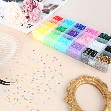 36000Pcs 3mm Jelly Rhinestones Kit- Resin Mixed Color Rhinestones for Nail Clothes Shoes Tumblers Decoration Flat Back Round