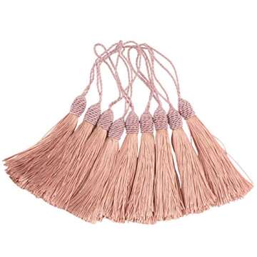 Makhry 20pcs 15.5cm/6 Inch Silky Floss Bookmark Tassels with 2-Inch Cord Loop and Small Chinese Knot for Jewelry Making, Souvenir, Bookmarks, DIY Craft Accessory (Peach Pink)