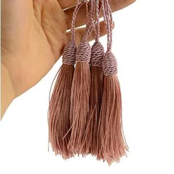 Makhry 20pcs 15.5cm/6 Inch Silky Floss Bookmark Tassels with 2-Inch Cord Loop and Small Chinese Knot for Jewelry Making, Souvenir, Bookmarks, DIY Craft Accessory (Peach Pink)
