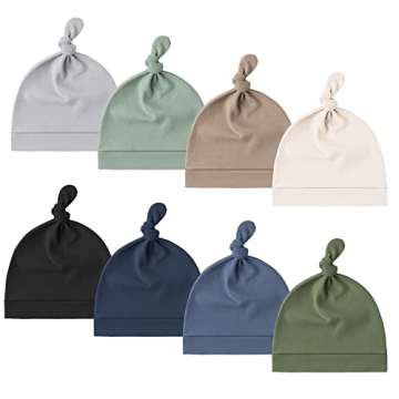 Konssy 8 Pack Baby Newborn Hats Set - Soft Knot Beanie Caps for Infants
