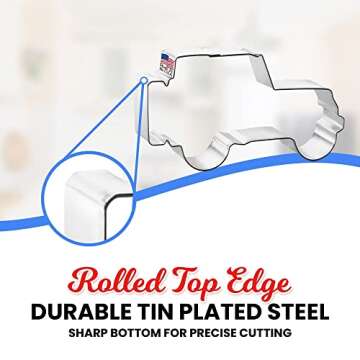 SUV Military Off-Road Vehicle Cookie Cutter 4.25 Inch – Made in the USA – Foose Cookie Cutters Tin Plated Steel - SUV Cookie Mold