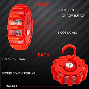 Garage Monkey LED Road Safety Flare Kit for Vehicles & Boats