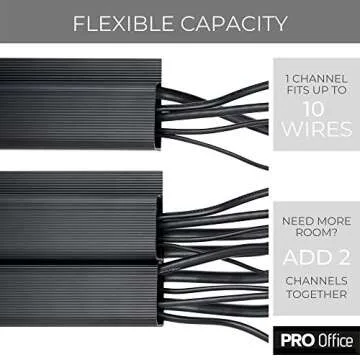 6 Pack Cable Management Under Desk- J Channel Cable Raceway 96in - 6X 16in Black No Screw/No Drill Cord Organizer - Cable Channels for Wire Management Under Desk with Adhesive