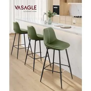 VASAGLE Bar Stools Set of 2 with Ergonomic Backrest