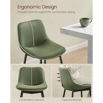VASAGLE Bar Stools Set of 2 with Ergonomic Backrest
