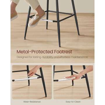 VASAGLE Bar Stools Set of 2 with Ergonomic Backrest