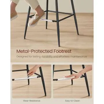 VASAGLE Bar Stools Set of 2 with Ergonomic Backrest