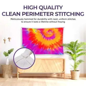 Julie Blue Plain White Tapestry 100% Cotton Blank Tapestry with Loops for DIY and Tie Dye - Perimeter Stitching - Ready to Use - Hand Made in the USA (58x90, White)