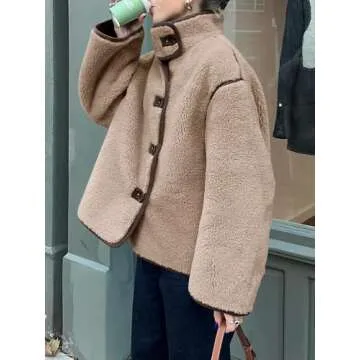 Tankaneo Women's Stylish Faux Fur Winter Jacket