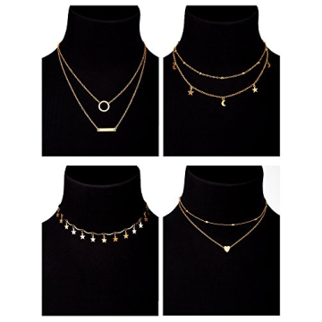 BBTO 9 Piece Gold Layered Necklace Set for Women