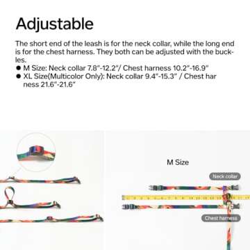 pidan Cat Harness and Leash Set, Cats Escape Proof - Adjustable Kitten Harness for Large Small Cats, Lightweight Soft Walking Travel Petsafe Harness（(Multicolor-M Size）