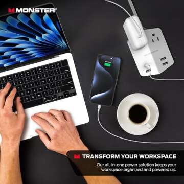 Monster Power Shield Outlet Extender with USB Charging