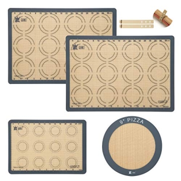 Silicone Baking Mat Set of 4, GUANCI Grade Food Baking mats Non-Stick Reusable Pizza Bakeware Mat fo...
