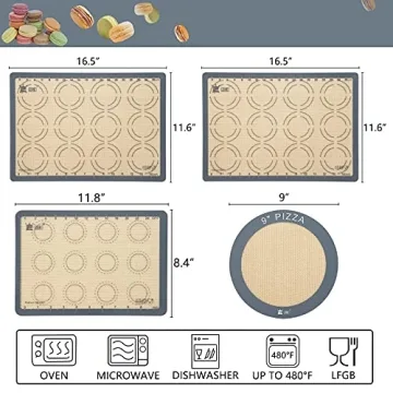 GUANCI Silicone Baking Mat Set of 4 Non-Stick Bakeware