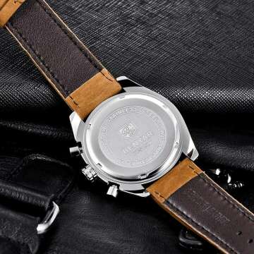 Stylish BENYAR Mens Quartz Chronograph Leather Watch
