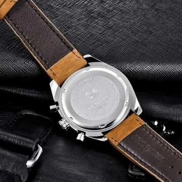 Stylish BENYAR Mens Quartz Chronograph Leather Watch