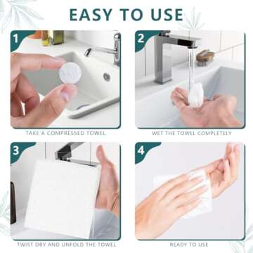 KISEER 200 Pieces Compressed Towels Portable Disposable Mini Compressed Coin Tissue Toilet Paper Tablets for Travel, Camping, Hiking, Sport, Beauty Salon, Home Hand Wipes (200 Count (Pack of 1))