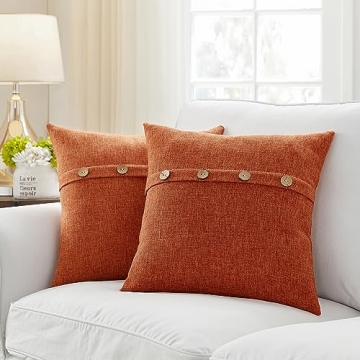 Meekio Fall Pillow Covers Set with Coconut Buttons 18x18