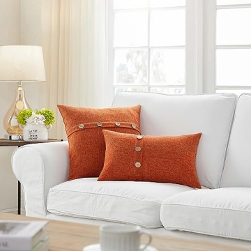 Meekio Fall Pillow Covers Set with Coconut Buttons 18x18