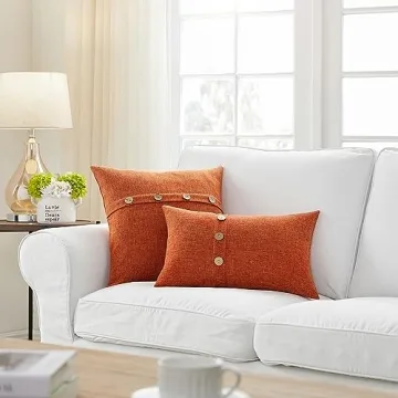 Meekio Fall Pillow Covers Set with Coconut Buttons 18x18