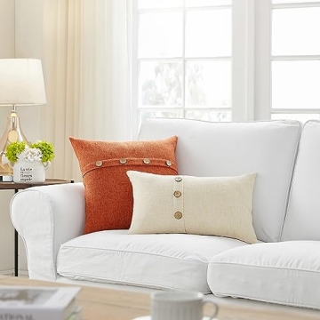 Meekio Fall Pillow Covers Set with Coconut Buttons 18x18